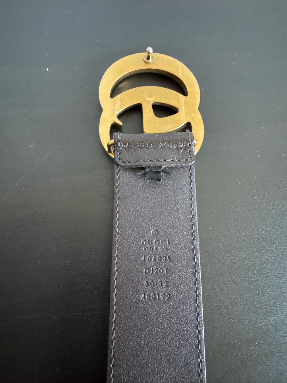 Gucci GG Marmont Dark Brown Leather Wide Belt with Gold Double G Buckle - Picture 3 of 5
